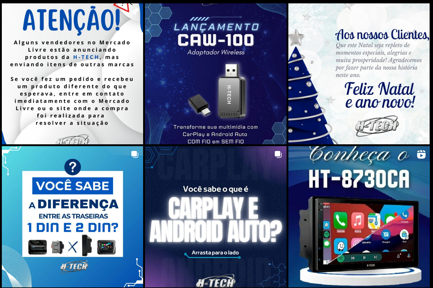 Posts educativos e de lançamento da H-TECH