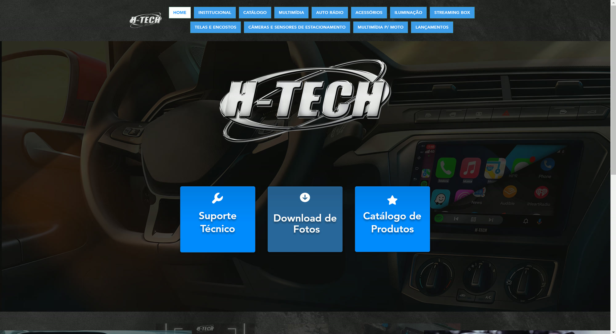 Página inicial do site da H-TECH