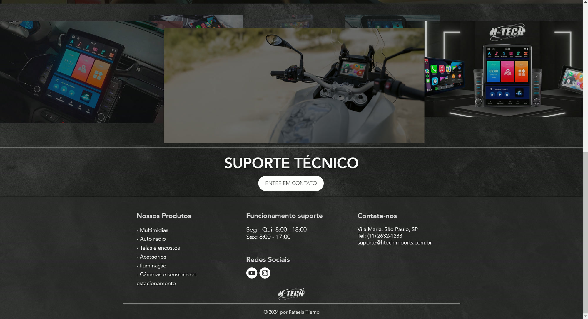 Rodapé e galeria do site da H-TECH